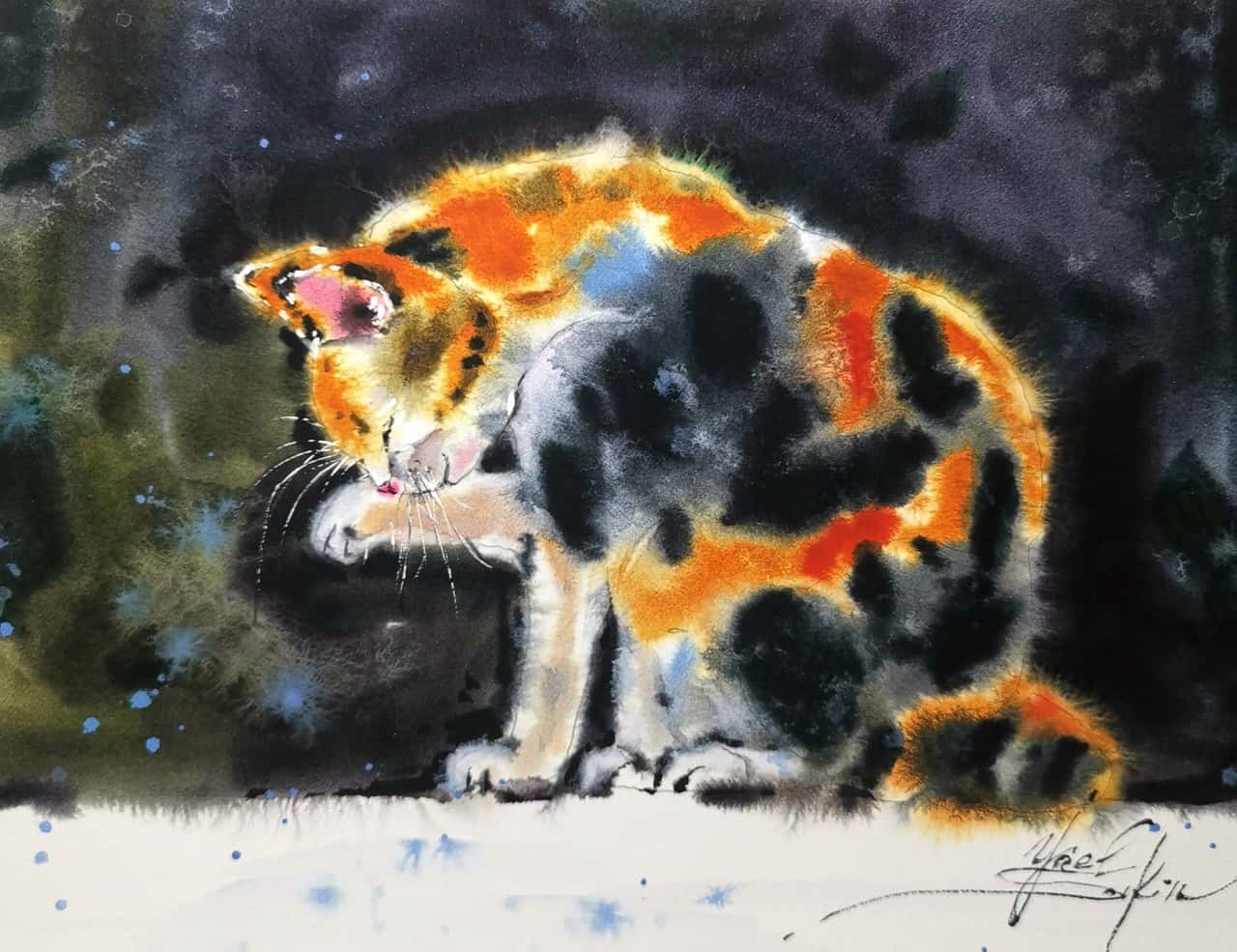 Cat painting Original watercolor painting