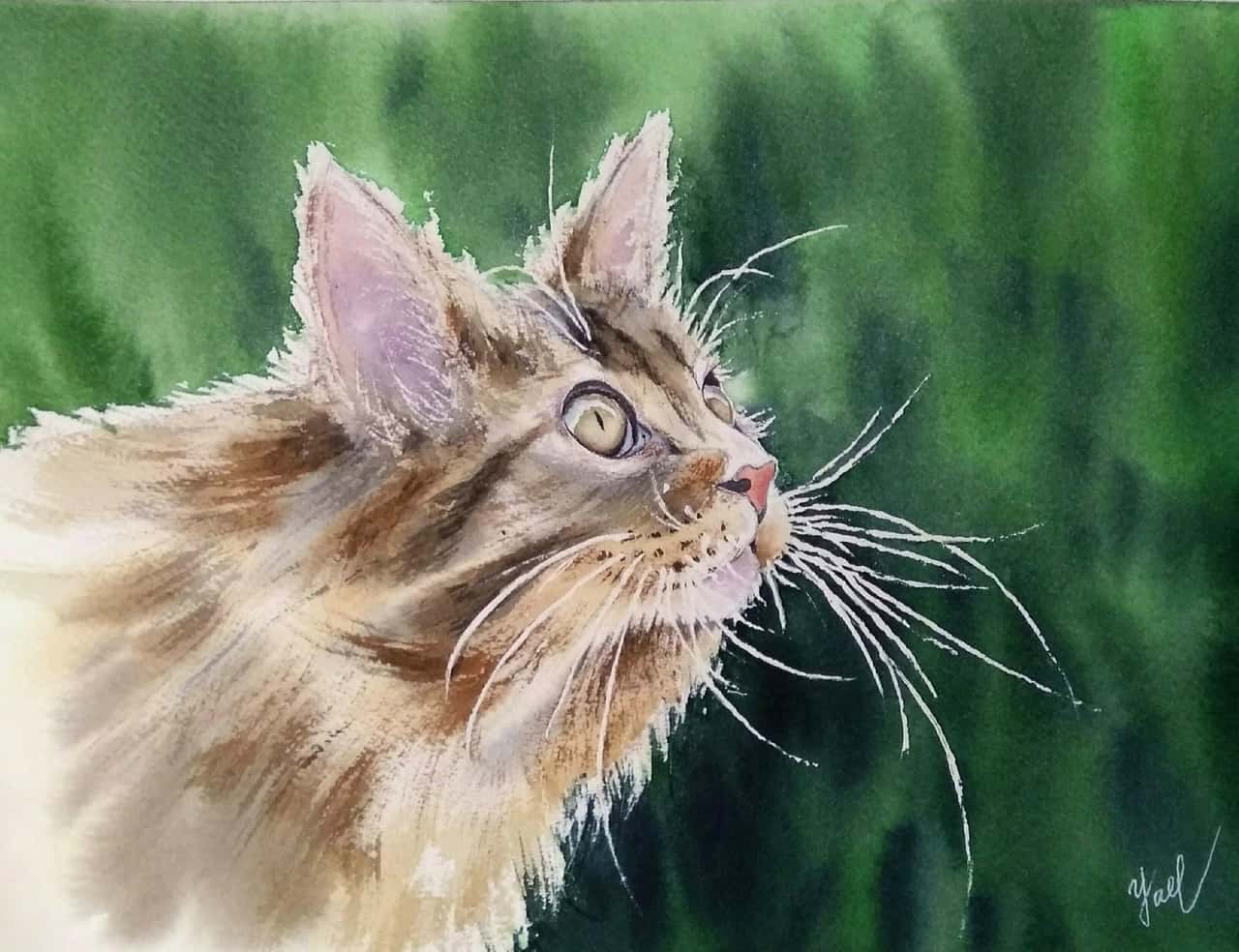 Cat painting Original watercolor painting