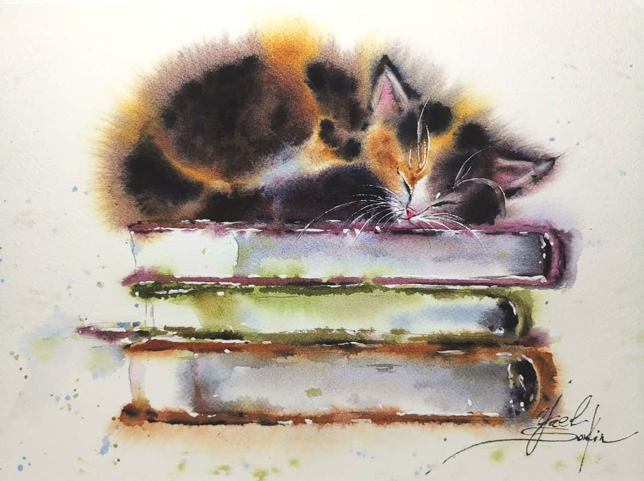 Cat painting Original watercolor artwork