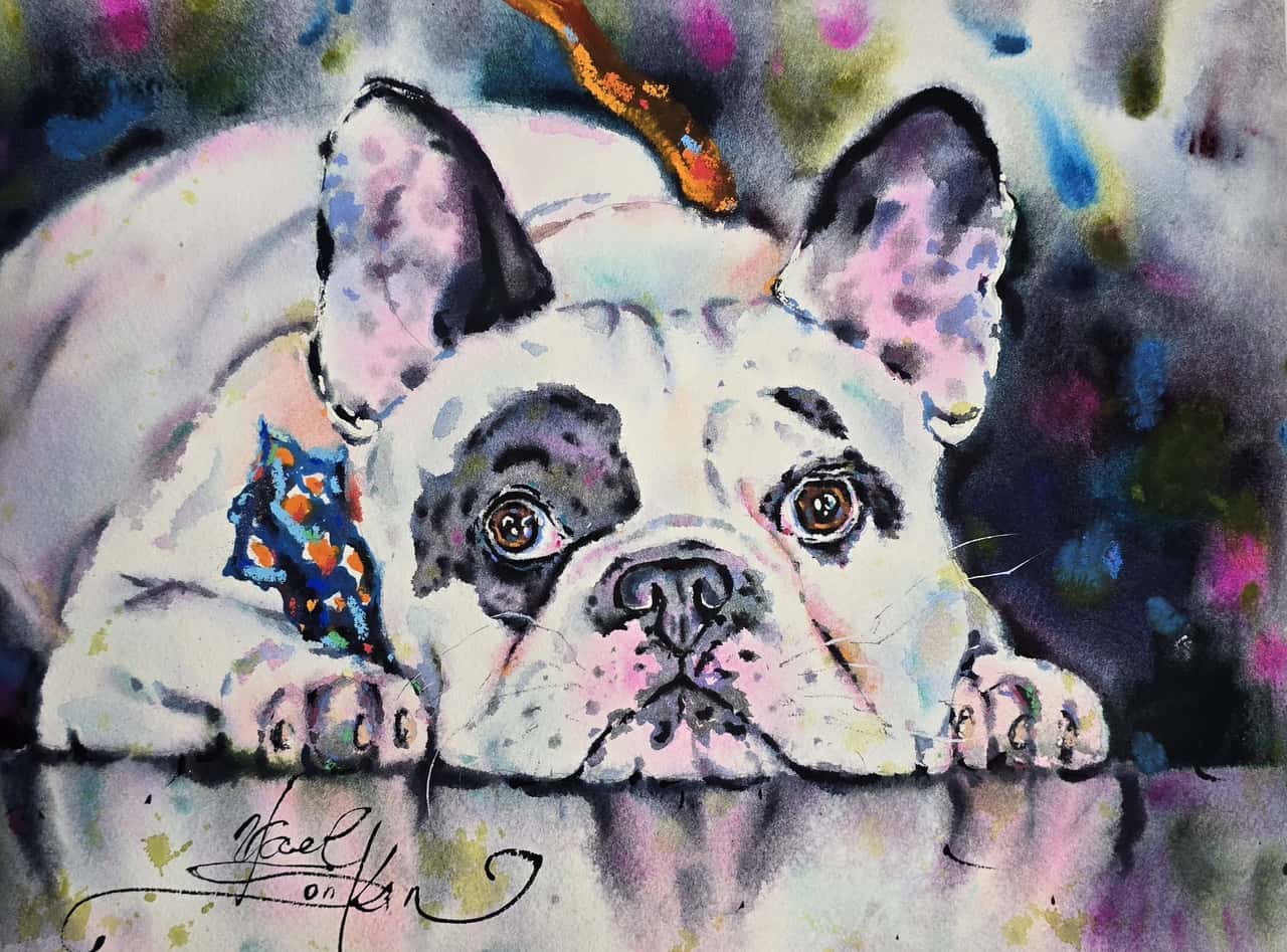 French Bulldog Art Original watercolor painting