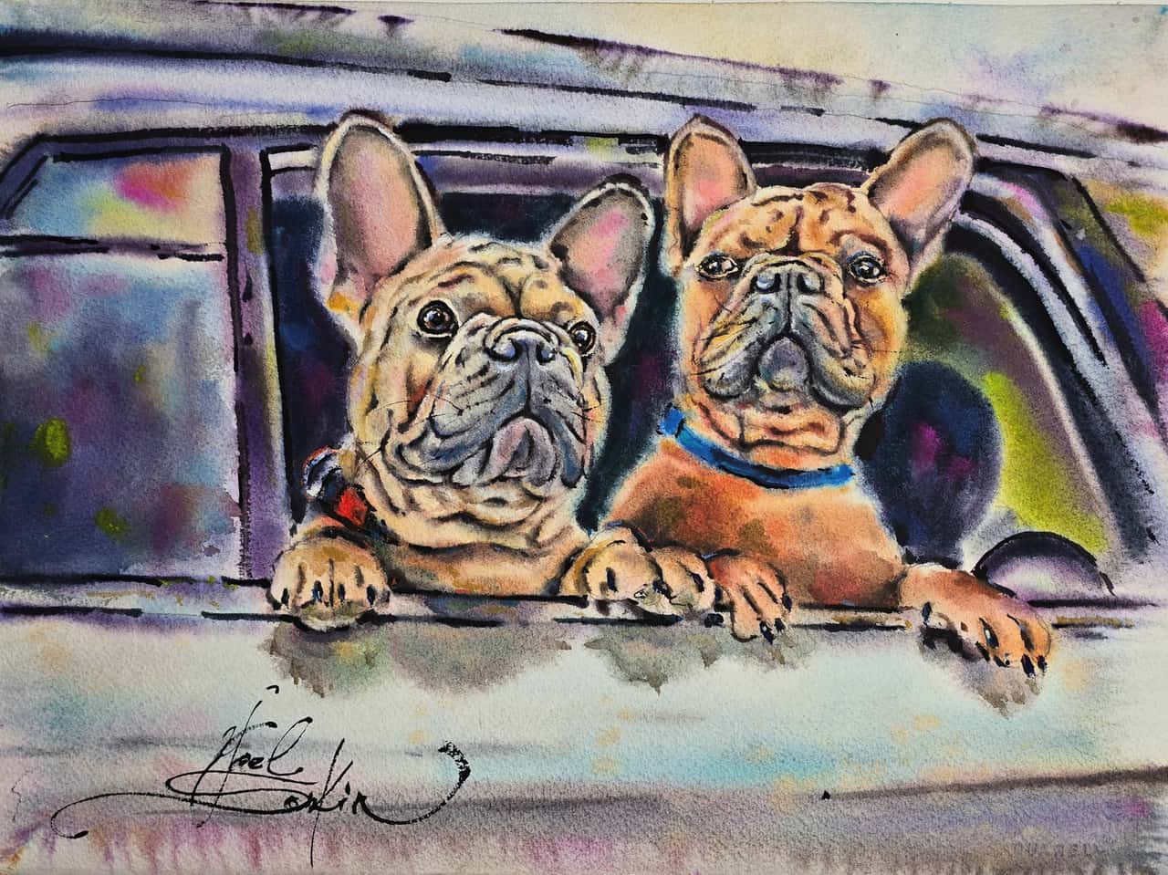 French Bulldog Watercolor Painting - Original Dog Portrait Wall Art