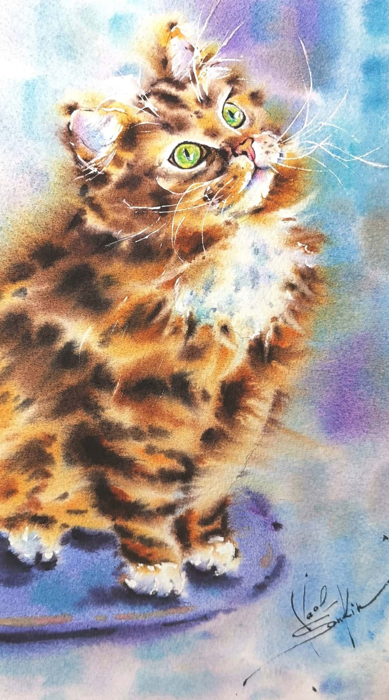 Kitten painting Original watercolor artwork