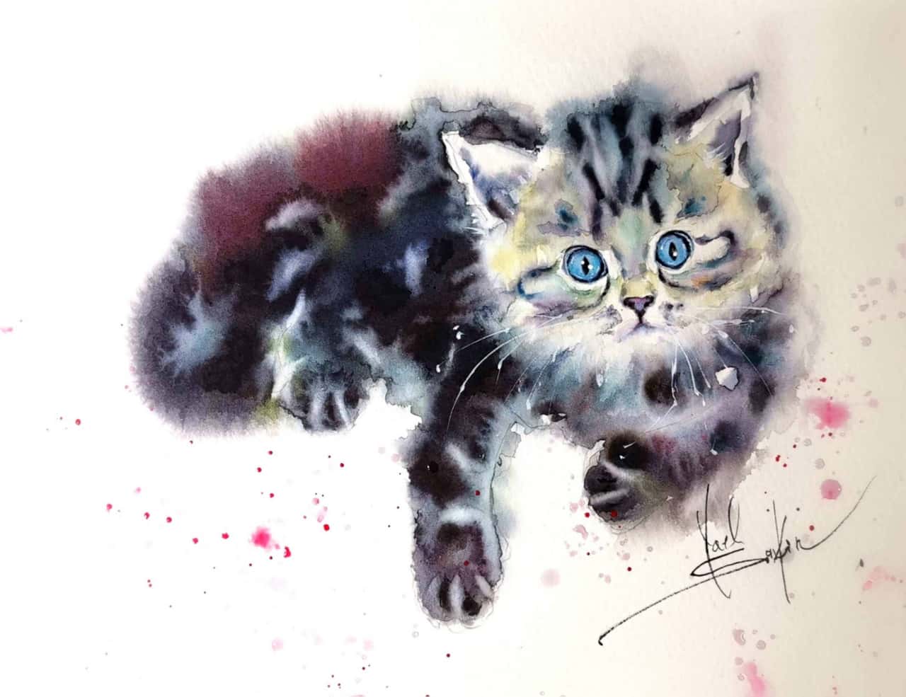 Kitten painting Original watercolor painting