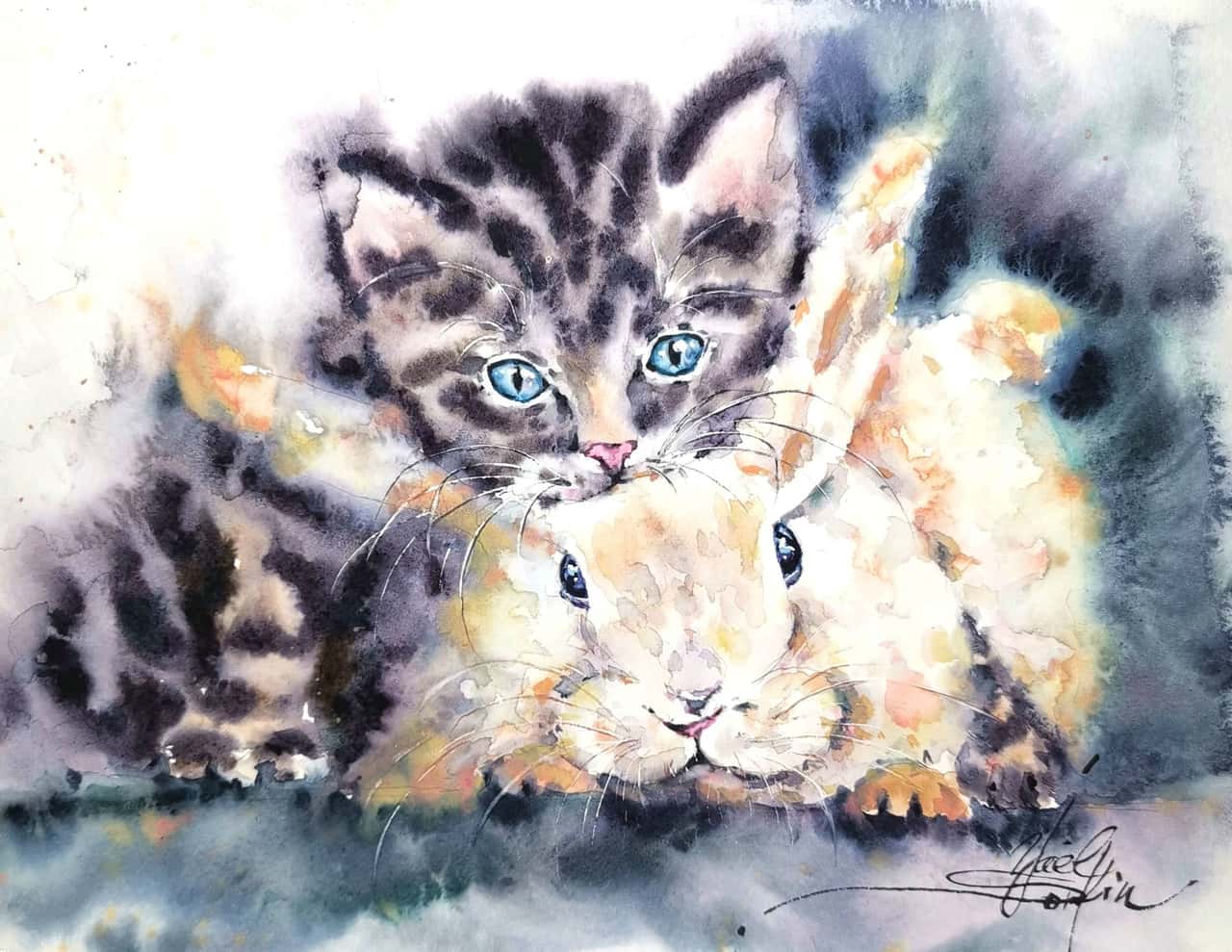 Animals painting Original watercolor painting