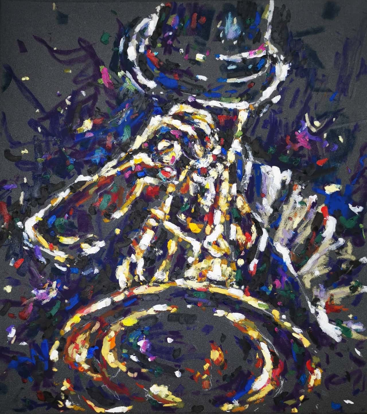 Original Oil pastel Jazz Saxophonist Painting - Musician Wall Art
